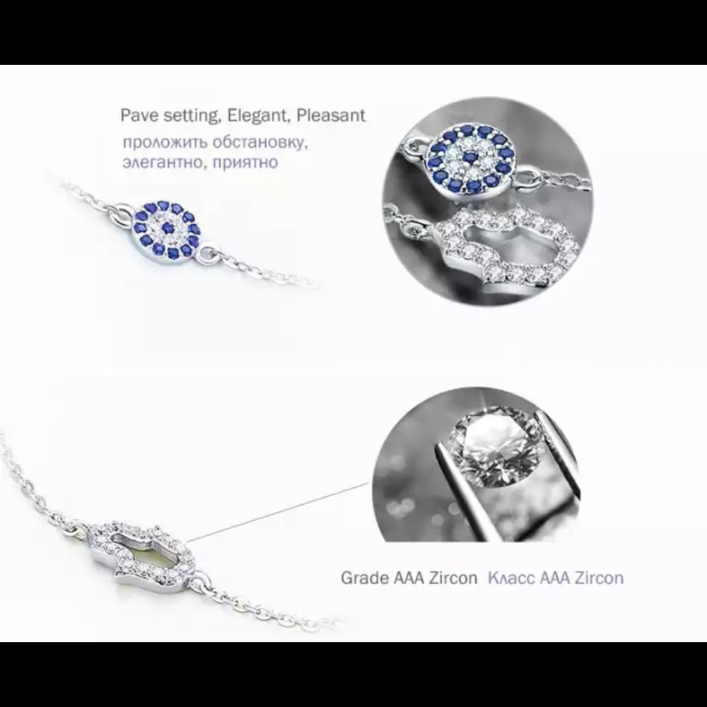 🪬New Lucky Evil Eye Hamsa Hand Bracelets 925 Sterling Silver🧿 - Picture 6 of 12